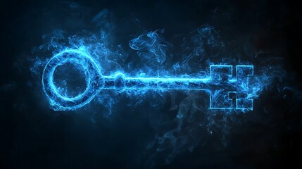 Abstract Blue Fire Key - Concept of Access and Opportunity.