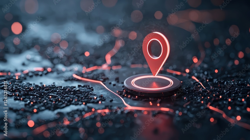 Poster an animated illustration of a digital pin icon dropping onto a map, symbolizing the action of markin