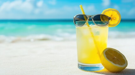 Refreshing Lemonade on Tropical Beach