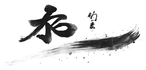 Chinese calligraphy studio brushwork minimalist design isolated on transparent background