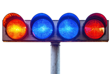 Emergency response lights urban setting traffic signal day isolated on transparent background
