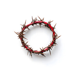 Fototapeta premium A crown of thorns top view isolated on a white background