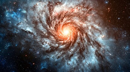 Stunning Spiral Galaxy with Bright Core and Colorful Nebula Effects