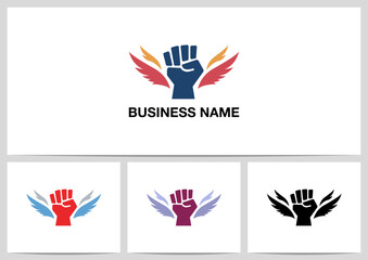 Obraz premium Fist Flying Resistance Rebel Wings Logo Design