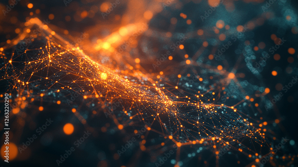Aufkleber abstract orange network digital art glowing lines elegant design background texture technology web