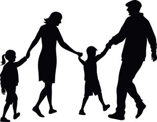 Minimalistic Black Silhouette of a Family Gathering | Spending Time Together Vector Illustration | Hand-Drawn Happy Family Bonding Artwork | Love, Togetherness, and Quality Time Concept Design