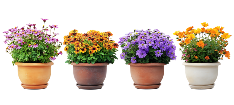 Beautiful flower pot on a transparent background. high resolution PNG file