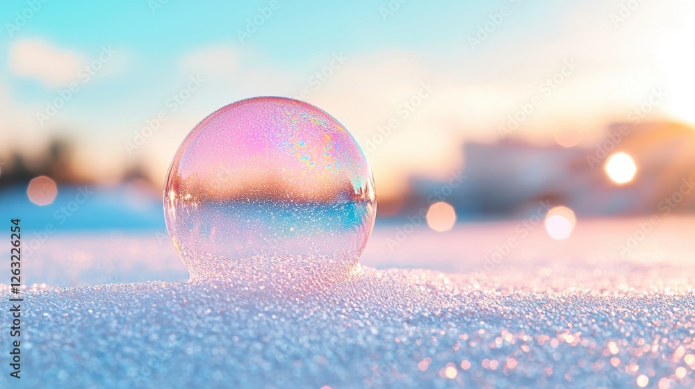 Poster a macro shot of a soap bubble, showcasing the iridescent colors and swirling patterns created by the