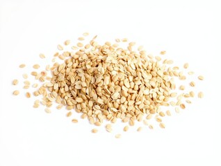 Fototapeta premium Oat Groats Scattered on White Background