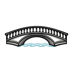 Editable vector illustration of a graceful bridge arch, spanning a waterway.  High-resolution, clean lines, perfect for architectural designs.