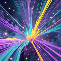 Futuristic Neon Light Tunnel with Abstract Geometric Lines – Digital Cyberpunk Background, Generated with AI