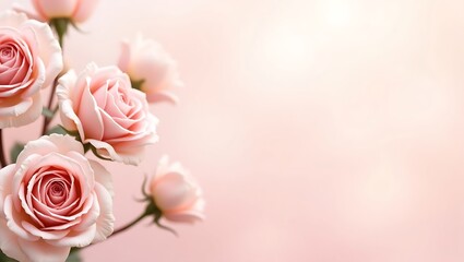 Obraz premium Soft Pink Roses Background Pastel Tones & Blurred Floral Texture for Elegant Designs