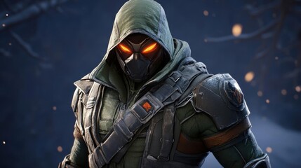 Naklejka premium Masked Warrior: Futuristic Combat Gear