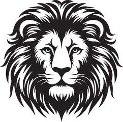 Lion head silhouette vector art illustration