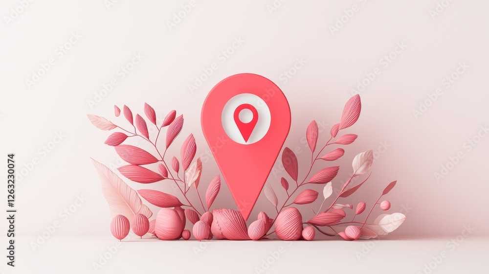 Aufkleber a bold, red navigation arrow pointing right, combined with a location pin at its tail, guiding viewe