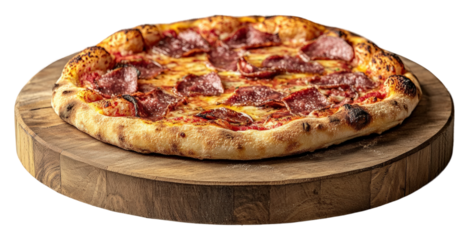 Savoring pepperoni pizza kitchen food cozy atmosphere isolated on transparent background