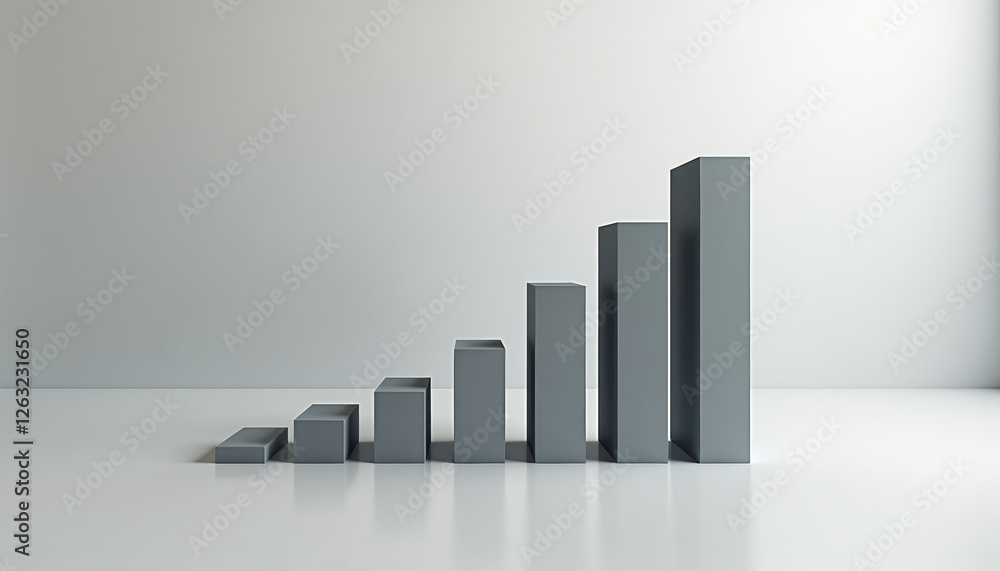 Poster clean and sharp imagery of an abstract bar chart titled investment portfolio on a plain gray backgro
