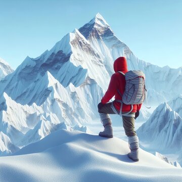 A man hiking ice mountain. This imahe is generated by AI