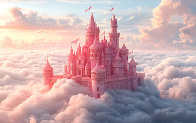 Floating Fantasy: Whimsical Castle Among Clouds