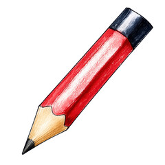 Vibrant Red Colored Pencil Drawing with Detailed Shading and Texture