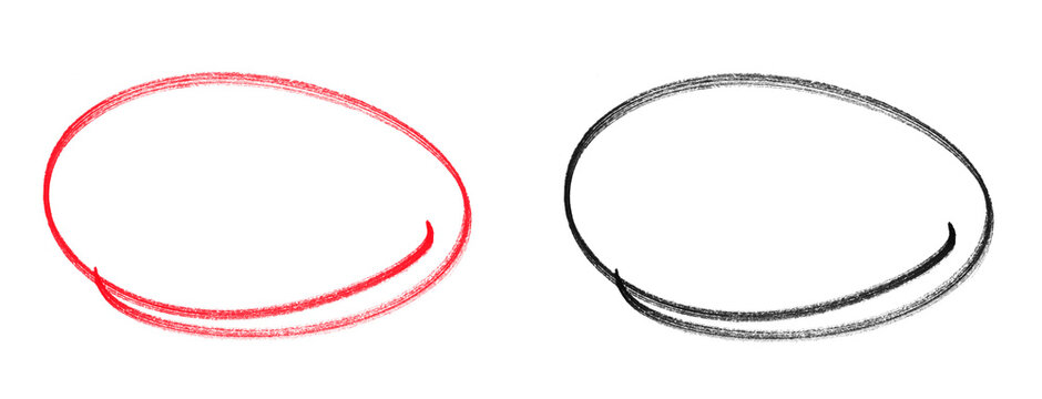 Highlight hand drawing different circles isolated on the background, Handwritten black and red circles. For marking text, numbers, marker pen, pencil, logo, hand-drawn doodle circle highlights	PNG