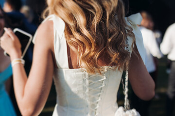 High school graduates dancing on prom, waltz and classical ball slow dance in dresses and suits on...