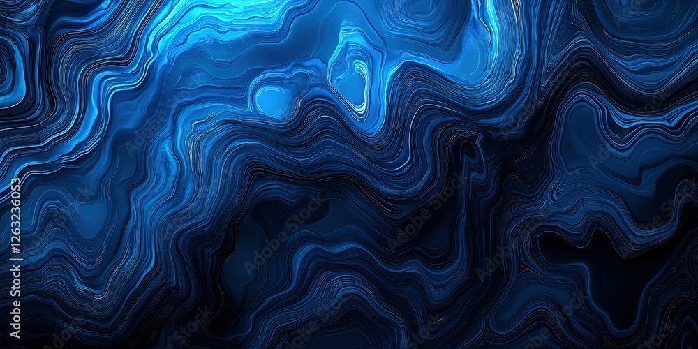 Poster swirling patterns of deep blue hues create a mesmerizing abstract artwork resembling ocean waves at 
