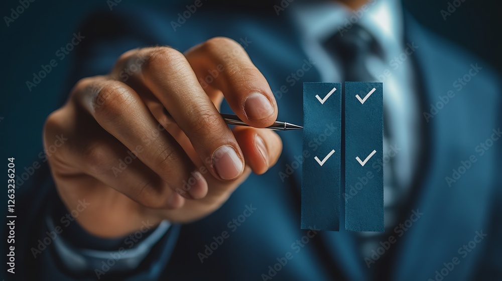 Poster close-up of a hand holding a pen and checking off items on a checklist.