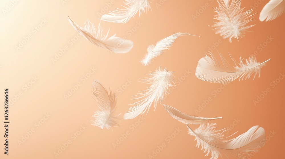 Poster floating feathers soft background texture