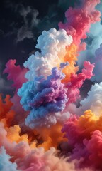Obraz premium Swirling clouds of color in a dynamic composition , abstract paint background, background, canvas