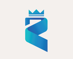 elegant and modern Initial letter  R with Crown