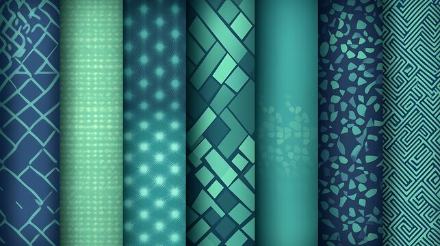 Teal and Green Abstract Geometric Pattern Samples