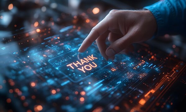 Futuristic Digital Interface with Thank You Message - Powered by Adobe
