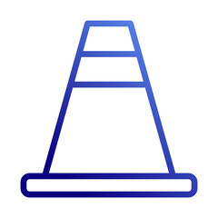 Gradient Blue Road Cone Isolated Illustration