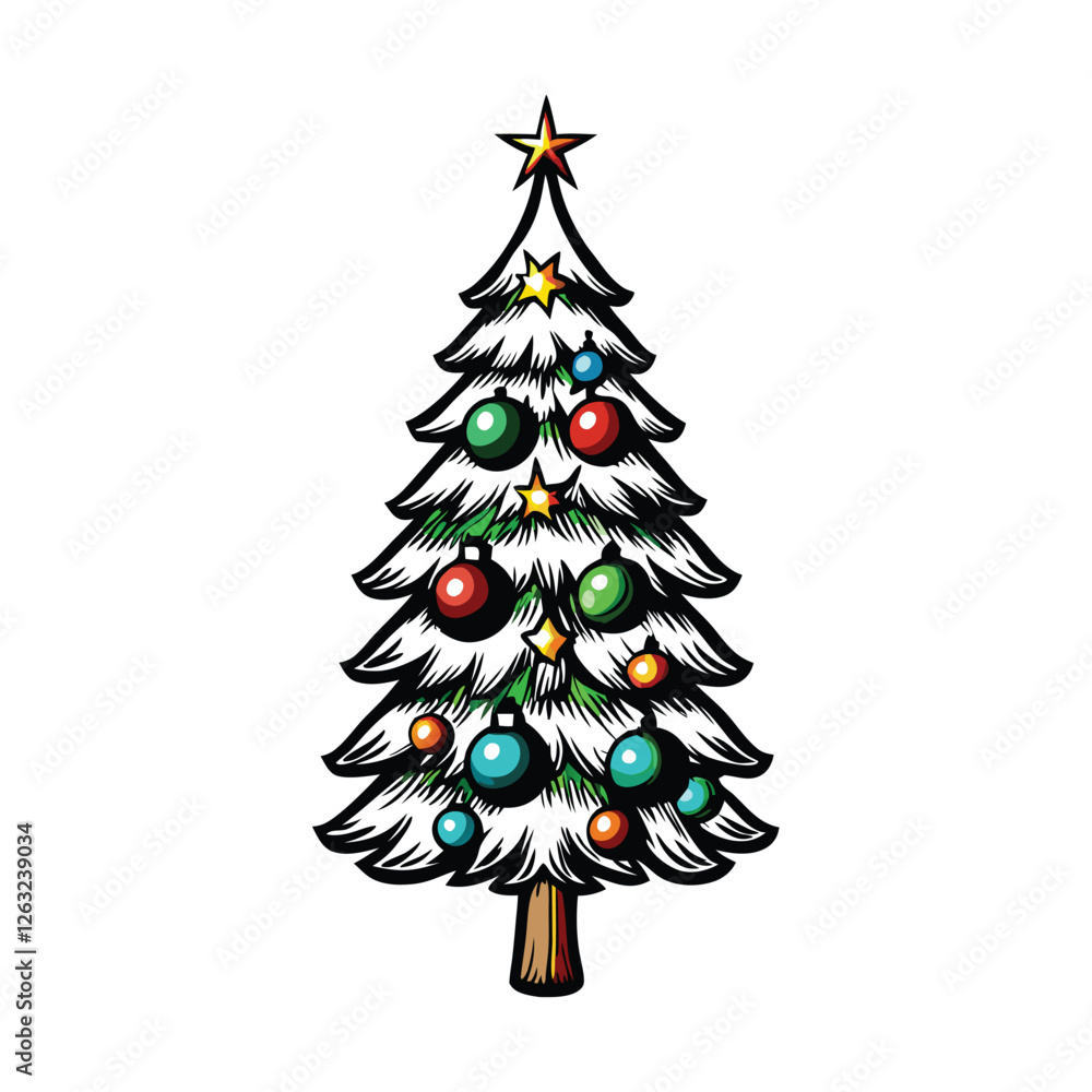 Poster create a scalable vector graphic of a christmas tree with editable stroke width, suitable for variou