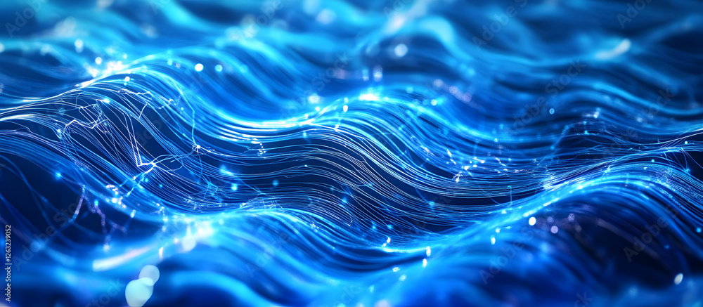 Poster digital wave. network connection tech abstract blue background with lines