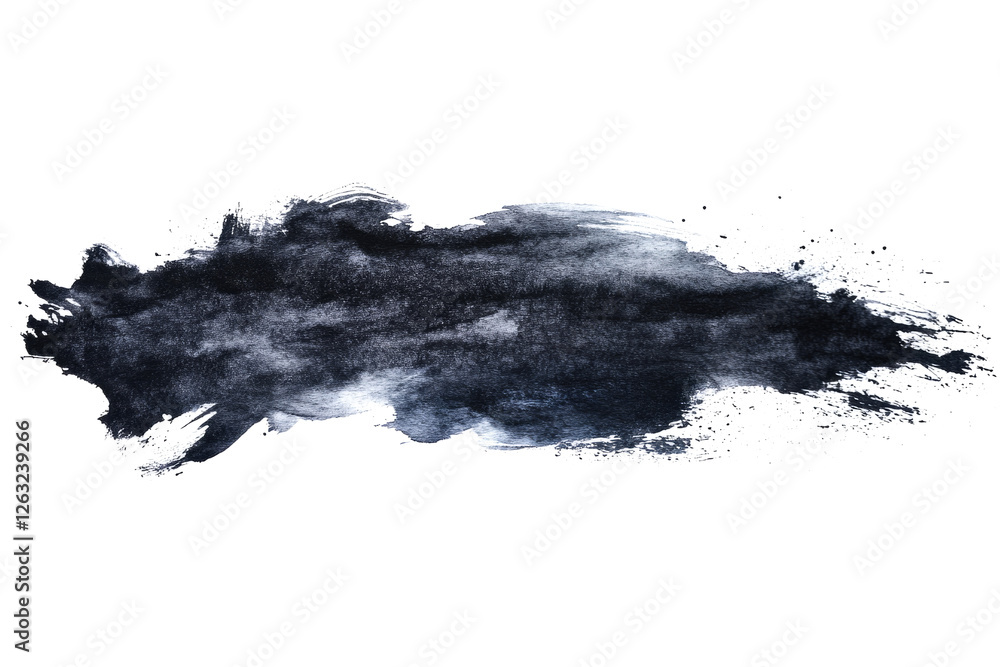 Poster dark brush stroke creating a textured, artistic element on a clean white background
