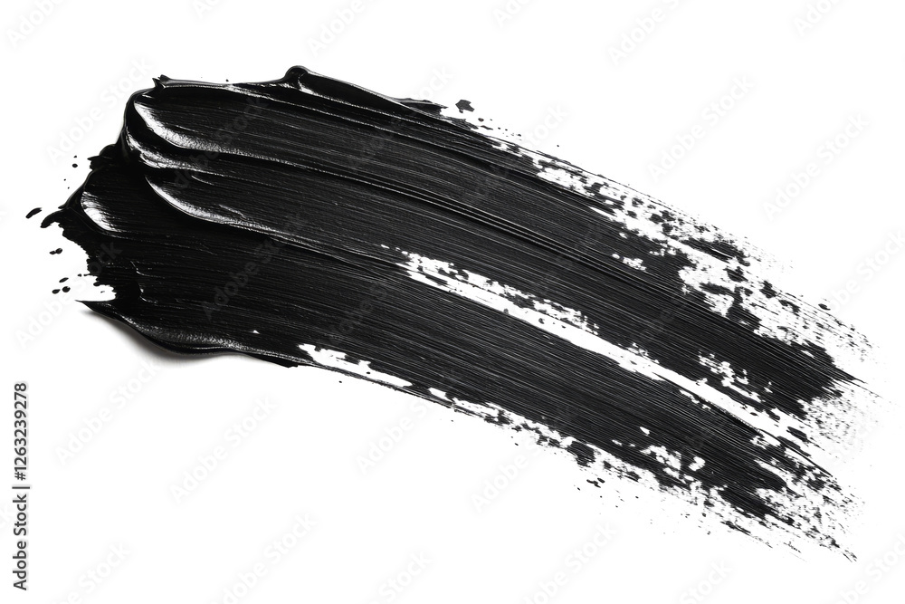 Aufkleber black paint is creating an abstract textured shape on a white background