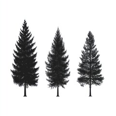Obraz premium Three Silhouettes of Evergreen Conifer Trees