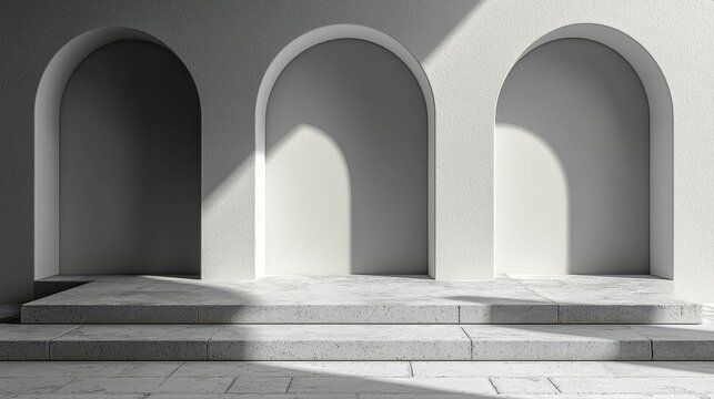 Architectural Arches Stone Platform Sunlight Display Space