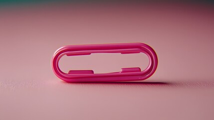 Bright Pink Paperclip on Soft Pink Background with Smooth Texture