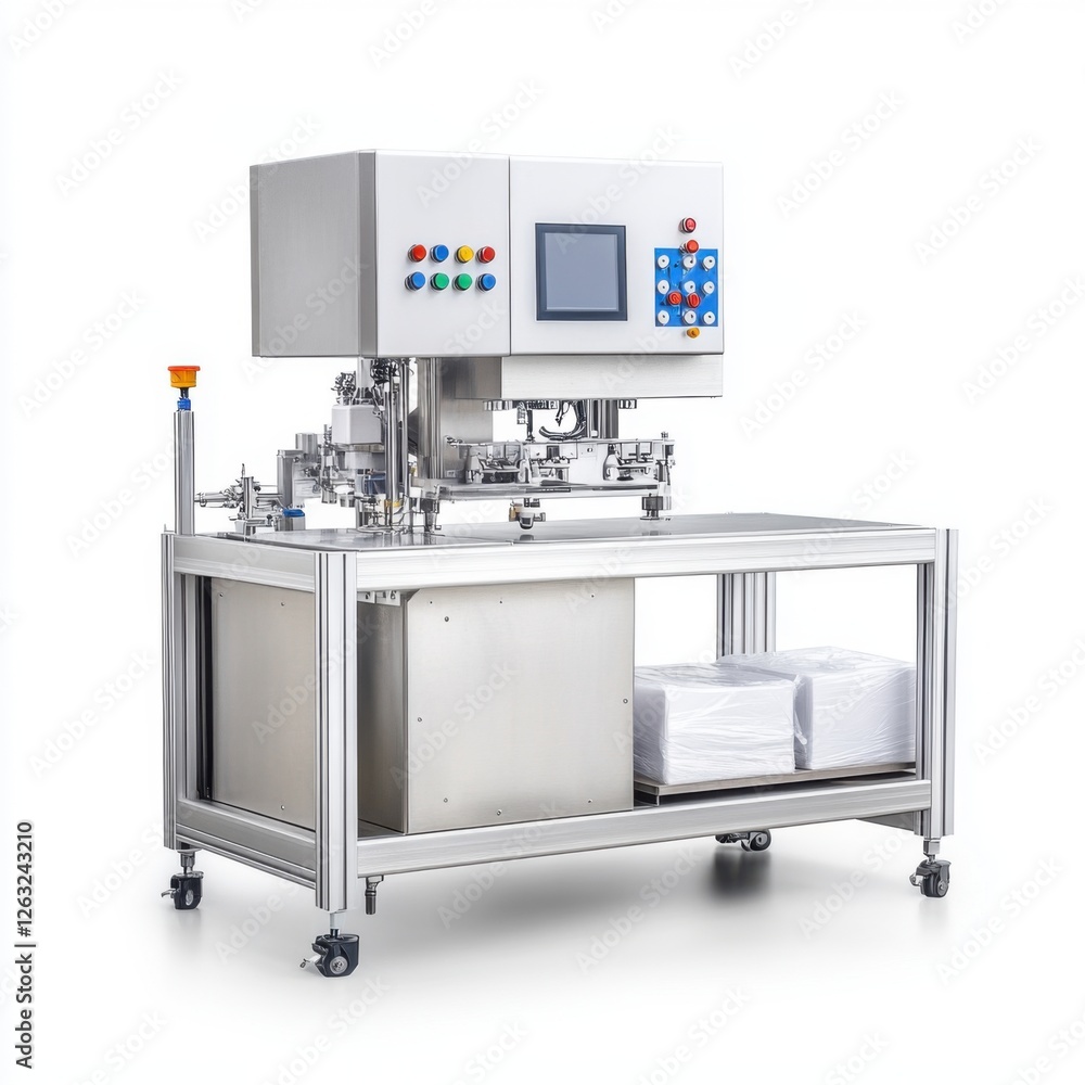 Poster compact industrial packaging machine with touchscreen control for efficient production line automati