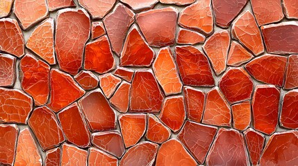 Vibrant Red and Orange Mosaic Tile Background for Artistic Decor