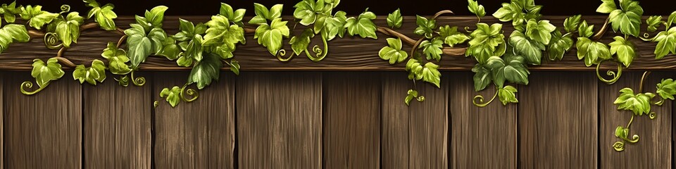 Cartoon Ivy Wall with Creeping Plants