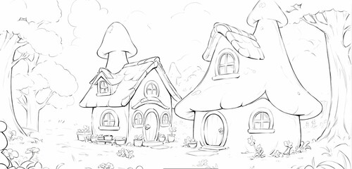 Fototapeta premium Smurfs' houses in the forest