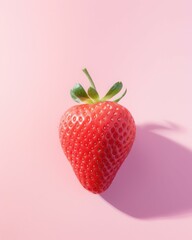 Modern Strawberry on Pastel Pink Background with Soft Lighting -  for Editorial & Social Media