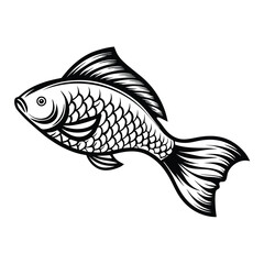 Create a vector illustration of a single fish swimming, with an editable stroke for easy customization.  Include details like scales and fins.