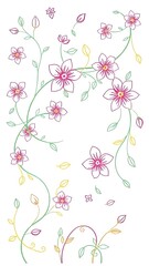 Spring-Themed Floral Line Art Pattern