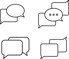 Chat icon. Blank white speech bubble in flat design, chatting box, message box icon. Balloon doodle style of thinking sign symbol. Speech bubble isolated on background.