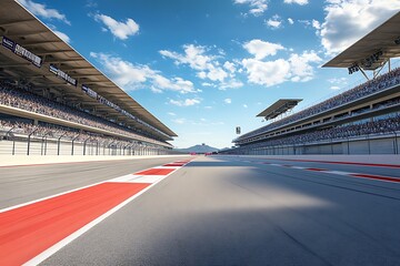 Thrilling Race Track with Crowd and Clear Sky
